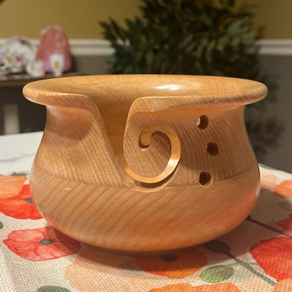 K+C Premium Yarn Beechwood Knit & Crochet Wooden Bowl Holder